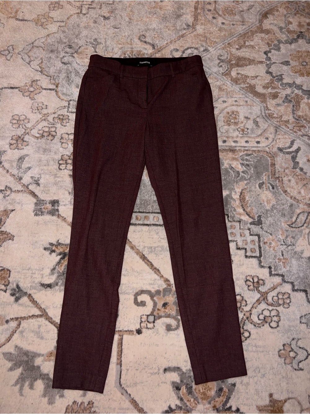 Express Straight Leg Dress Pants in Burgundy